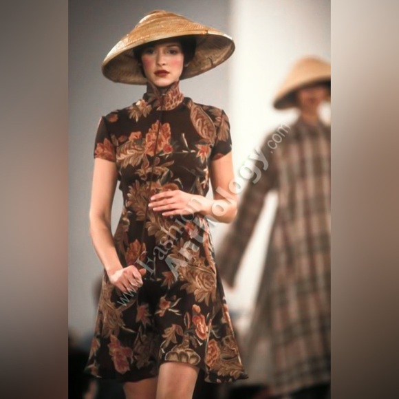 Ralph Lauren Collection Vintage 90s Runway Mini Dress Silk Slip Chinese Qipao 4 - Picture 2 of 16